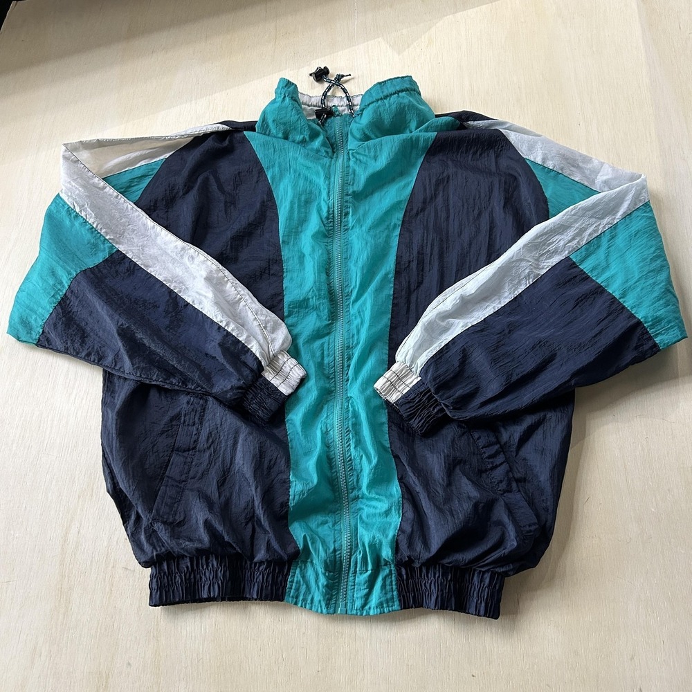 Vintage Pro Spirit Windbreaker Jacket Mens LT Colorblock Zip Lined Lightweight